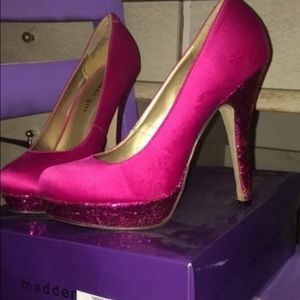 Size 8 Madden Girl Pink High Heels with glitter