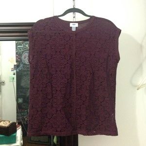 Old Navy, Lace Maroon Top
