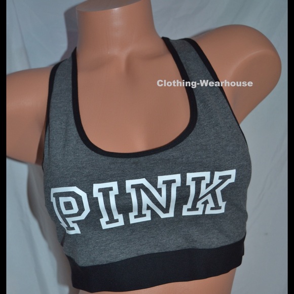 Victoria's Secret pink gray cotton logo bra S NIB