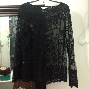 Lace Long Sleeve Sheer Top.