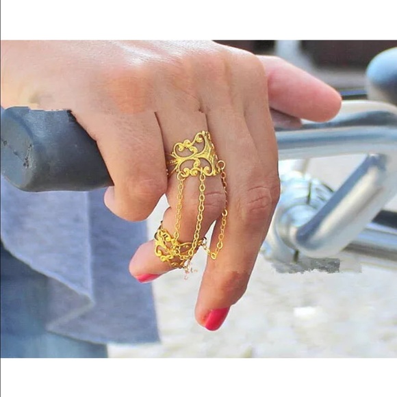Double metal ring midi knuckle gold plated