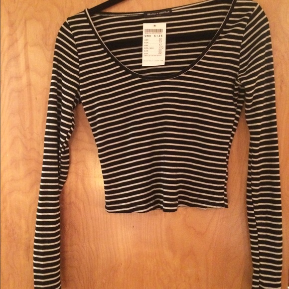Brandy Melville striped long sleeve crop top