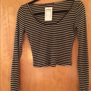 Brandy Melville striped long sleeve crop top