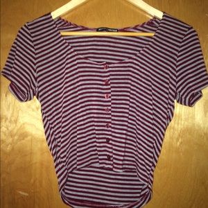 Brandy Melville striped crop top maroon