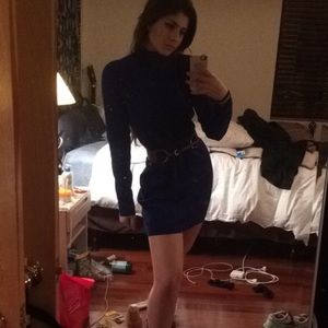 Blue sweater dress
