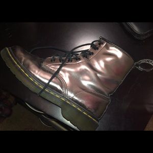 Shiny silver pair of Dr. Marten boots (authentic)