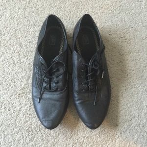 Black leather oxfords Vans size 9