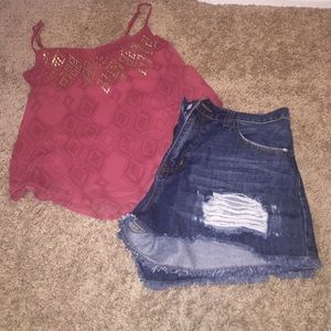 ✨❤️BUNDLE: NEW forever21 shorts + red tank top ❤️✨