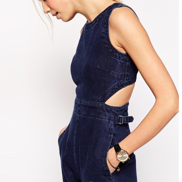 SOLD ⚡️⚡️ASOS dark wash denim jumpsuit US size 4 - Picture 4 of 4