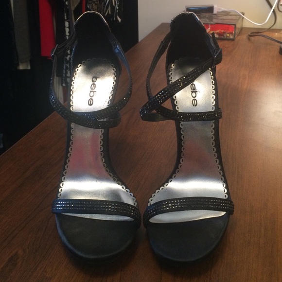 Bebe black sequin heels