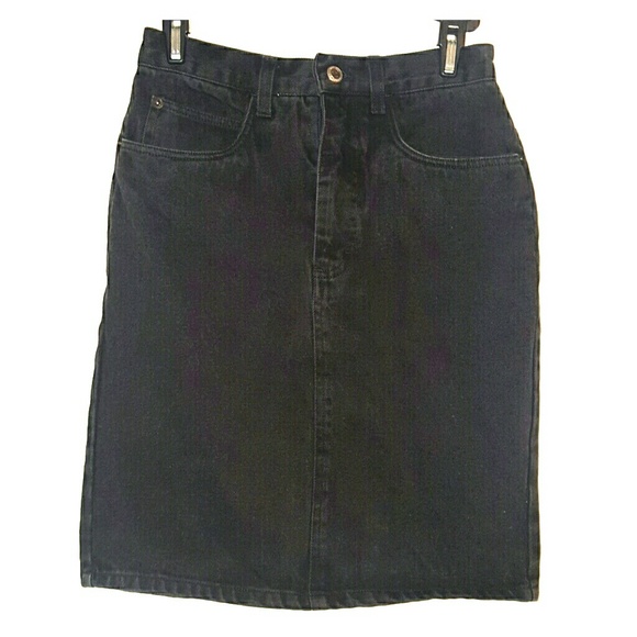 Black denim pencil skirt