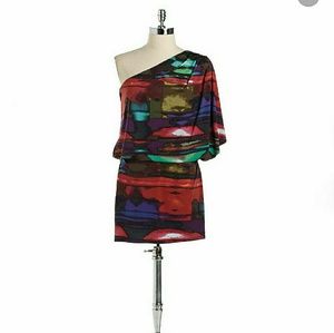 New Jessica Simpson Black Multi One Shoulder Dress