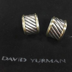 David Yurman Cigar band Sterling Silver/14K earrin