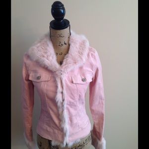 Rampage peachy pink jacket with fur