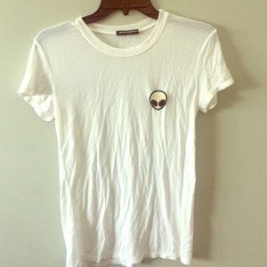 Brandy Melville white alien patch tee