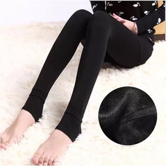 Thick Fleece Fur Lined Black Leggings 