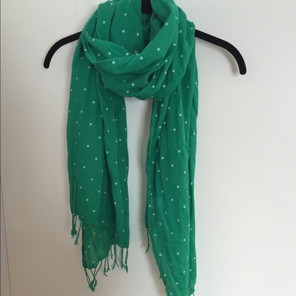 Old Navy Green and White Polka Dot Scarf