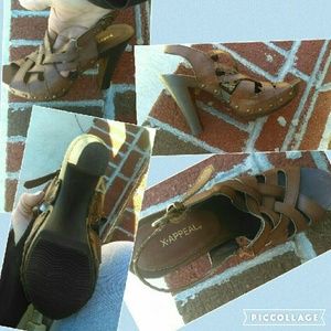 Brown heeled sandals