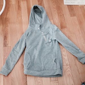 Gray hooded sweatshirt