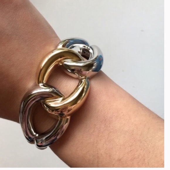 Gold & Silver Link Bangle - Picture 2 of 3