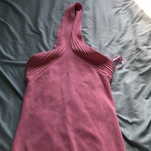 Vintage Pink Silk and Spandex Halter Top