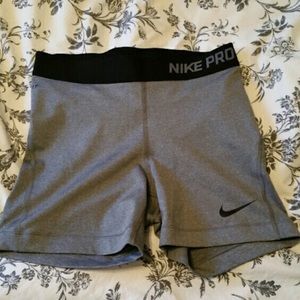 Grey Nike Pro spandex shorts