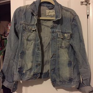 Distressed denim jacket