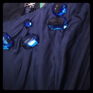 Navy silk dress with velvet belt from Anthropolgie