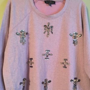 Elegant rhinestone sweat shirt