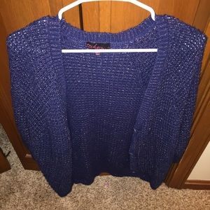 Quarter sleeve cardigan, navy blue, gently worn.