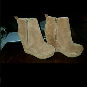Aldo tan suede wedge bootie