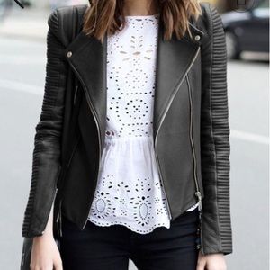 black leather jacket
