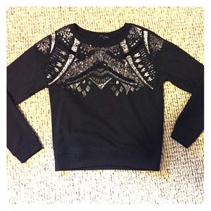 Black long sleeve sequined sweatshirt