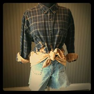 *Sold*Upcycled Bleached Flannel Dip Dyed Shirt