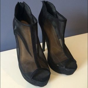 Black mesh heels