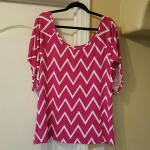 Chevron print pink and white shirt