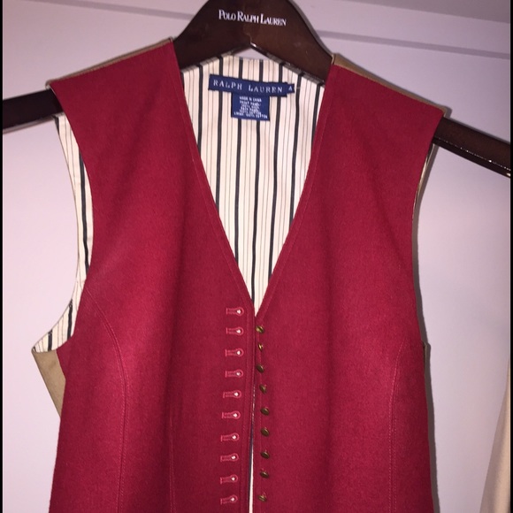 NWOT Ralph Lauren Red Wool Vest