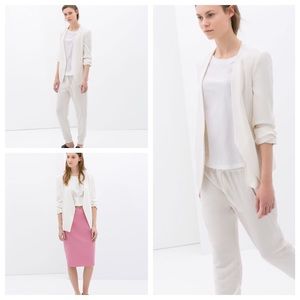 Zara White Open Blazer