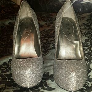 Guess platform glitter heels