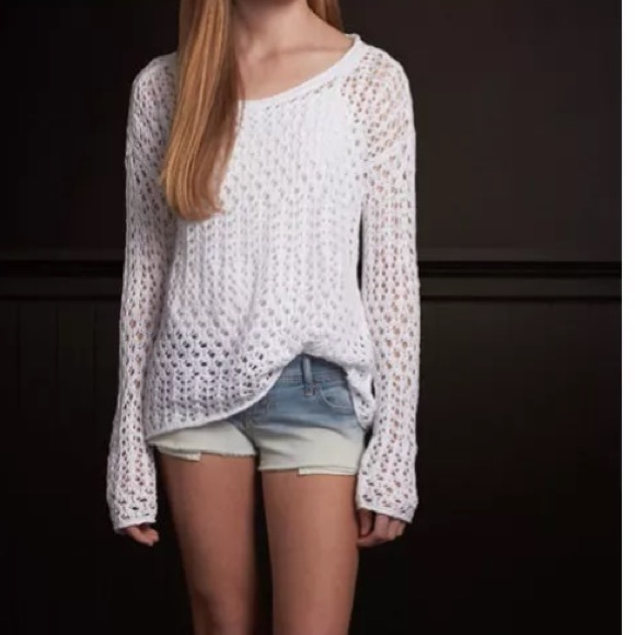 Hollister co OPEN STITCH knit sweater white L NWT