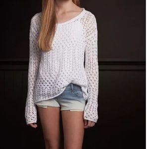 Hollister co OPEN STITCH knit sweater white L NWT