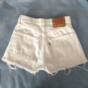 White Levi's High Waisted Distressed Jean Short