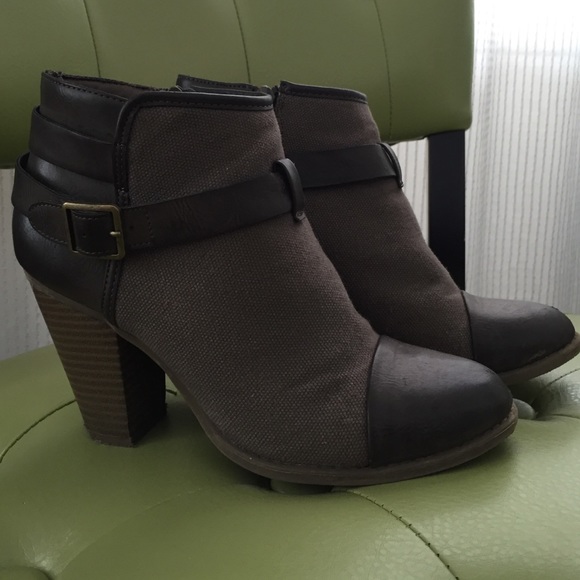 Lauren Conrad taupe-brown booties.