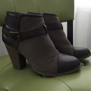 Lauren Conrad taupe-brown booties.