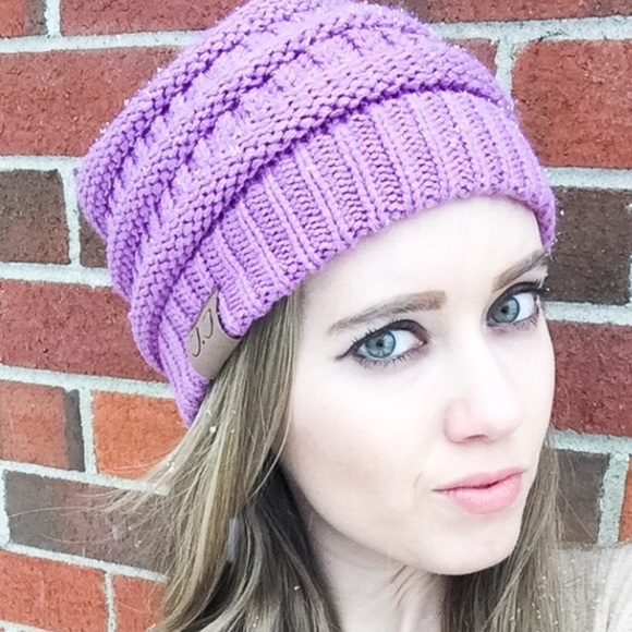 • Lavender Acrylic Beanie • - Picture 2 of 2