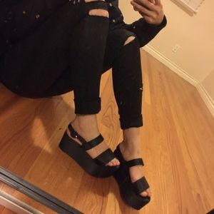 NWOT Zara Satin Platform Wedges