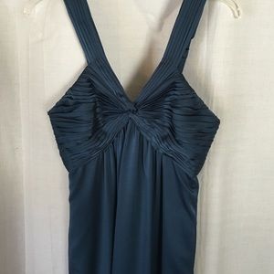 Navy satin floor length prom/formal gown