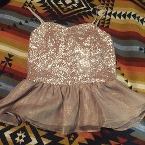 Sequenced peplum top gold sequins