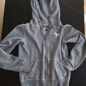 VS Pink zip hoodie gray jacket size xs