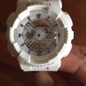White Baby G Shock watch.